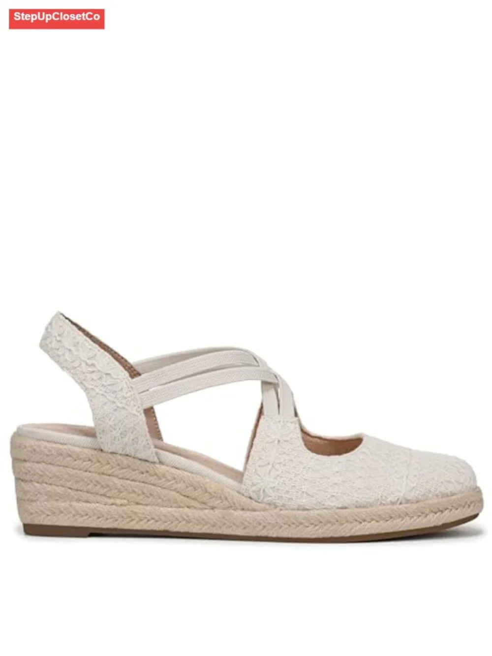 Espadrille Wedge Sandals with Crochet Fabric - Comfy Soft System